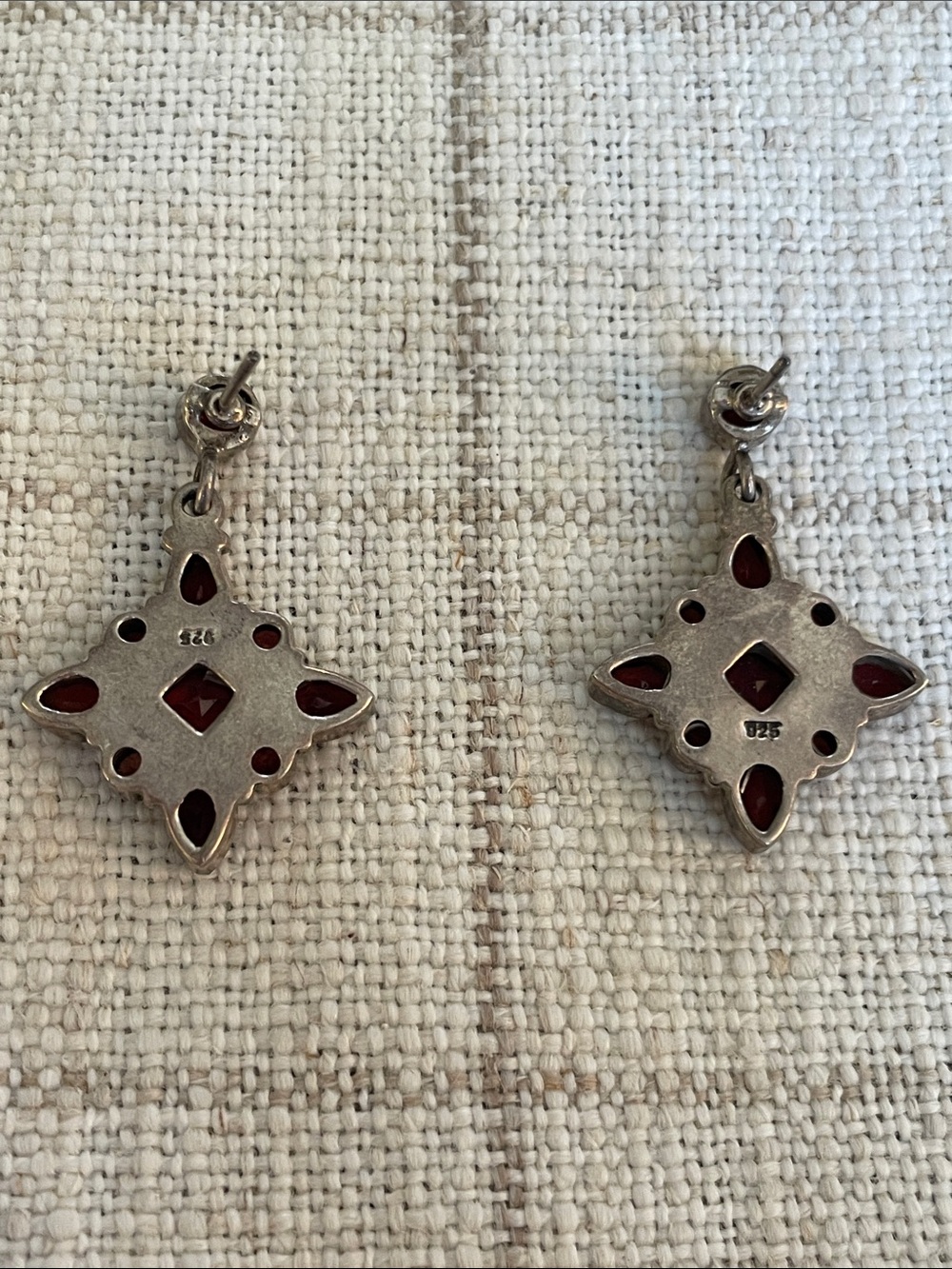 Sterling Silver Red Garnet Earrings - Picture 6 of 9